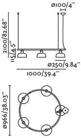 Lustra suspendata metal TATAWIN M 5L negru