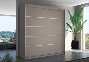 Dulap cu usi glisante Esteva 200x215 cm, 11 Rafturi + Bara pentru Umerase, ADRK Furniture (Culoare: Negru / Alb)