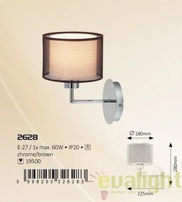 Aplica de perete design modern, finisaj crom/ maro, Anastasia 2628 RX