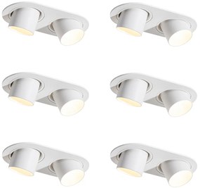 Set de 6 spoturi încastrate albe GU10 35mm înclinabile cu 2 lumini - Installa