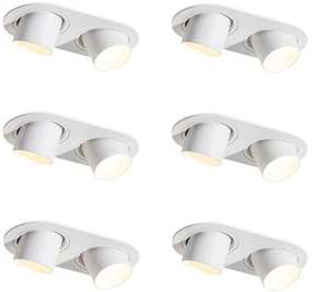 Set de 6 spoturi încastrate albe GU10 35mm înclinabile cu 2 lumini - Installa
