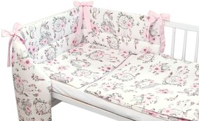 BABY NELLYS 3-dílná set de Mantinel cu lenjerie de pat, Visele unui Unicorn, alb/roz 120x90