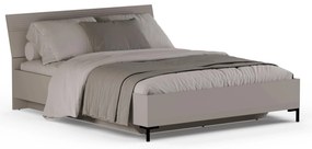 Pat matrimonial 160 cm Demandaron (taupe + stejar silverjack) (cu somieră) (cu sp. depozitare). 1116818