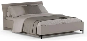 Pat matrimonial 160 cm Demandaron (taupe + stejar silverjack) (cu somieră) (cu sp. depozitare). 1116818