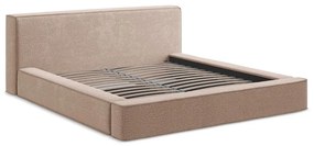 Pat dublu tapițat roz pal cu spațiu de depozitare cu grilă 180x200 cm Noho - Makamii