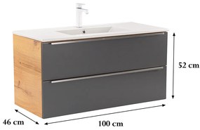 Dulap inferior Vario Trim 100 cu lavoar stejar-antracit