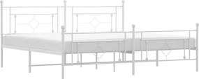 vidaXL Cadru de pat metalic cu tăblie de cap/picioare, alb, 193x203 cm