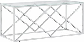 vidaXL Masă de cafea, 110x45x45 cm, oțel inoxidabil și sticlă