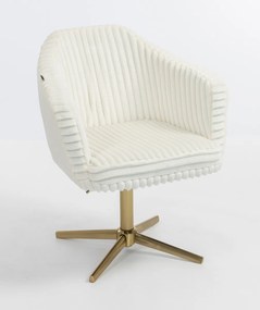 HR832CROSS Scaun Alb Teddy Cord cu Bază Aurie