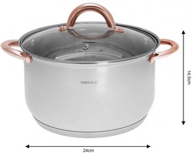 Set oale si tigai Kinghoff KH 1765, 12 h, Inductie, Inox / Golden rose