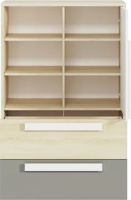 Comodă Jowiza 07 cu sertare 92 cm - fag fjord / alb / gri platină