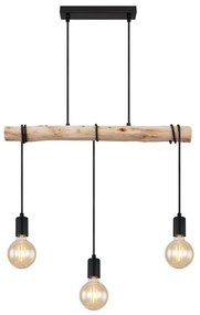 Lustra cu 3 pendule design rustic Gregor negru, natural