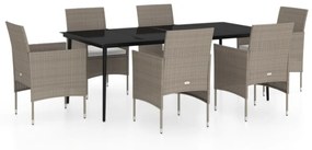 3099321 vidaXL Set de masă pentru grădină, 5 piese, cu perne, bej și negru