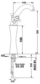 Baterie argintiu-mat pentru chiuvetă înaltă Antea – Sapho