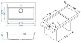 Chiuvetă de bucătărie ALVEUS 1148163 ATROX 79x50 cm negru