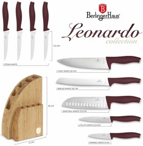 BerlingerHaus Set de cuțite cu suport din bambus Leonardo, 10 piese