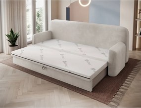 Canapea bej extensibilă/cu spațiu de depozitare cu tapițerie din catifea reiată 236 cm Elioss – ELTAP