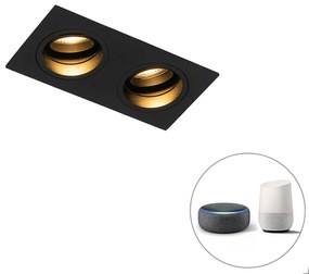Spot integrat inteligent negru dreptunghiular reglabil incl. 2 GU10 WiFi - Chuck
