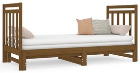 3124775 vidaXL Pat de zi extensibil maro miere 2x(90x190) cm lemn masiv de pin