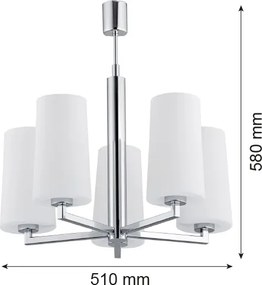 Lustră pe tijă CAMELOT 5xE27/15W/230V crom lucios Argon 2053