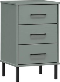 vidaXL Noptieră cu picioare metalice „OSLO”, gri, lemn masiv pin