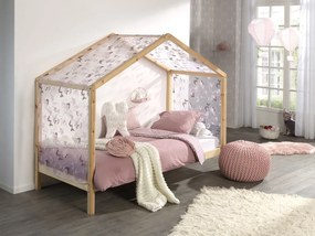Set DALLAS culoare lemn natural este format dintr-un Pat copii Vipack fără gard (90 x 200 cm) și un sertar.