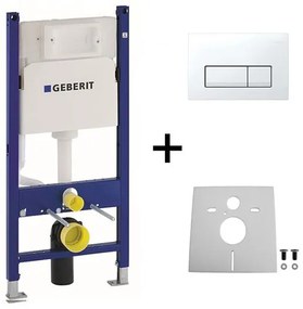 Set rezervor wc incastrat, Geberit, Duofix, si clapeta alba, Delta 51, pentru vase WC suspendate