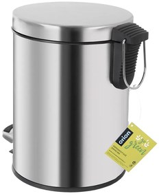 Coș de gunoi argintiu lucios cu pedală din oțel inoxidabil 3 l – Orion