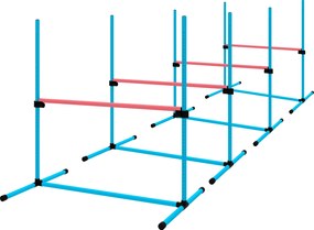 PawHut Set Agility câini 4 piese reglabil pe înălțime, echipament Agility cu 4 obstacole, geantă de transport, 99 x 65 x 94 cm, albastru deschis | Aosom Romania