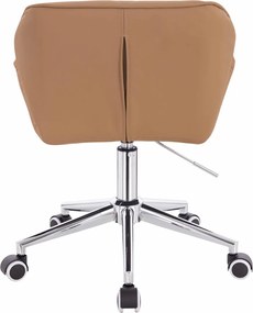 HR111K Scaun Caramel Piele Ecologica Premium Soft cu Bază Cromata