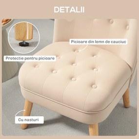 HOMCOM Fotoliu Modern cu Șezut Capitonat, Picioare din Lemn și Material Țesut, 60x66x79 cm, Gri | Aosom Romania
