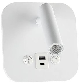 Aplică LED de perete cu port USB, 8W, 230V, 3000K, alb