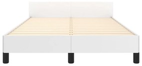 Cadru de pat cu tablie, alb, 120x200 cm, piele ecologica Alb, 120 x 200 cm
