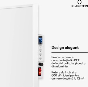 Klarstein Wonderwall 600 Smart, încălzitor pe infraroșu, 60 x 100 cm, 600 W, cronometru săptămânal, IP24, alb