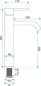 Baterie pentru baie Rea Foster Brush Nickel High