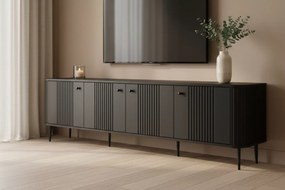 Comodă TV Vesper 4D 187 cm - negru / picioare negre