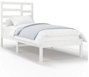 3105756 vidaXL Cadru de pat Small Single 2FT6, alb, 75x190 cm, lemn masiv