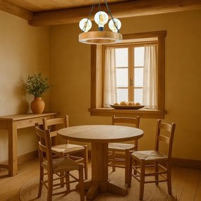 Lustră pe lanț IOS 3xE27/60W/230V d. 30 cm fag