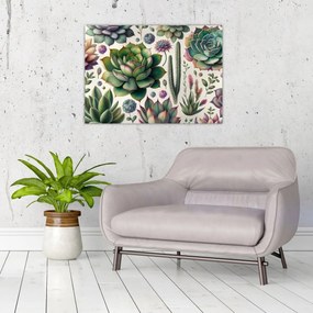 Tablou pe sticlă - Plante suculente (70x50 cm)