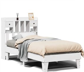 vidaXL Cadru pat fără saltea, alb, 90x190 cm, lemn masiv de pin