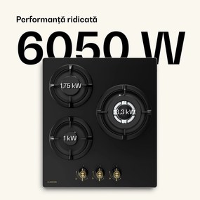 Klarstein Victoria plită pe gaz | 3 arzătoare din aluminiu | Compatibil gaz natural și GPL | 6050 W | 45 cm