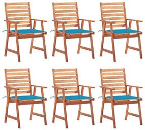 vidaXL Scaune de exterior cu perne, 6 buc., lemn masiv de acacia