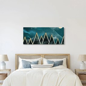 Tablou - Lună plină deasupra munțiilor aurii (120x50 cm)