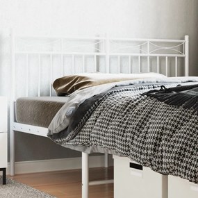 373775 vidaXL Tăblie de pat metalică, alb, 160 cm