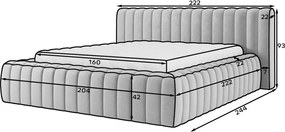 Pat matrimonial maro tapițat cu spațiu de depozitare cu somieră 160x200 cm Carilla – ELTAP