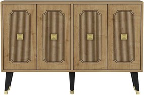 Comoda DESARI, stejar/auriu/negru, PAL melaminat, 120x30x80 cm