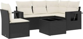vidaXL Set mobilier de grădină cu perne, 6 piese, negru, poliratan