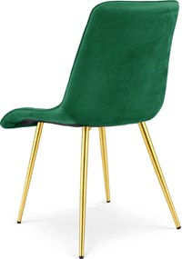 Scaun de dining SPLIT VELVET cu picioare aurii, verde