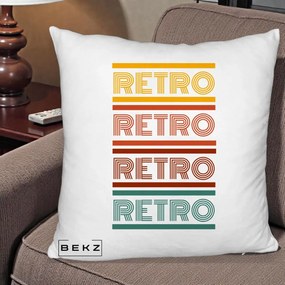 Perna Decorativa RETRO Text Multicolor, 40x40 cm, Alb Pufos, Husa Detasabila, Perna Inclusa, BEKZ®