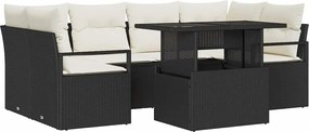 vidaXL Set de canapele pentru grădină 7 pcs Negru Rattan poli